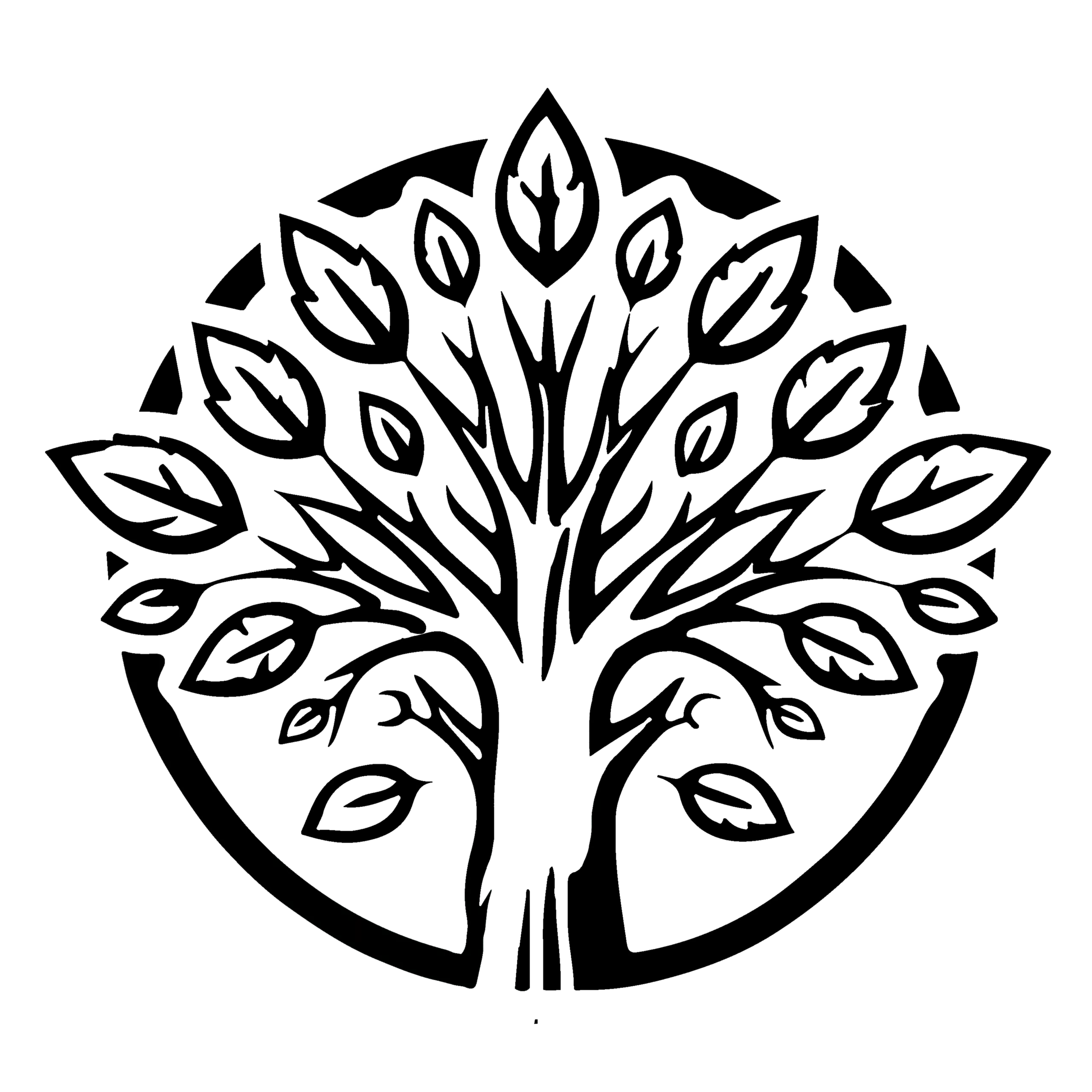 logo de Charmille élagage, un arbre minimaliste entouré d'un cercle. (noir)
